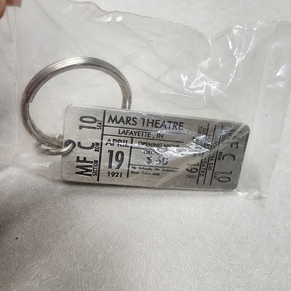 Vtg Broadway Mars Theatre Ticket Opening Night 4/19/1921 Solid Pewter Keychain